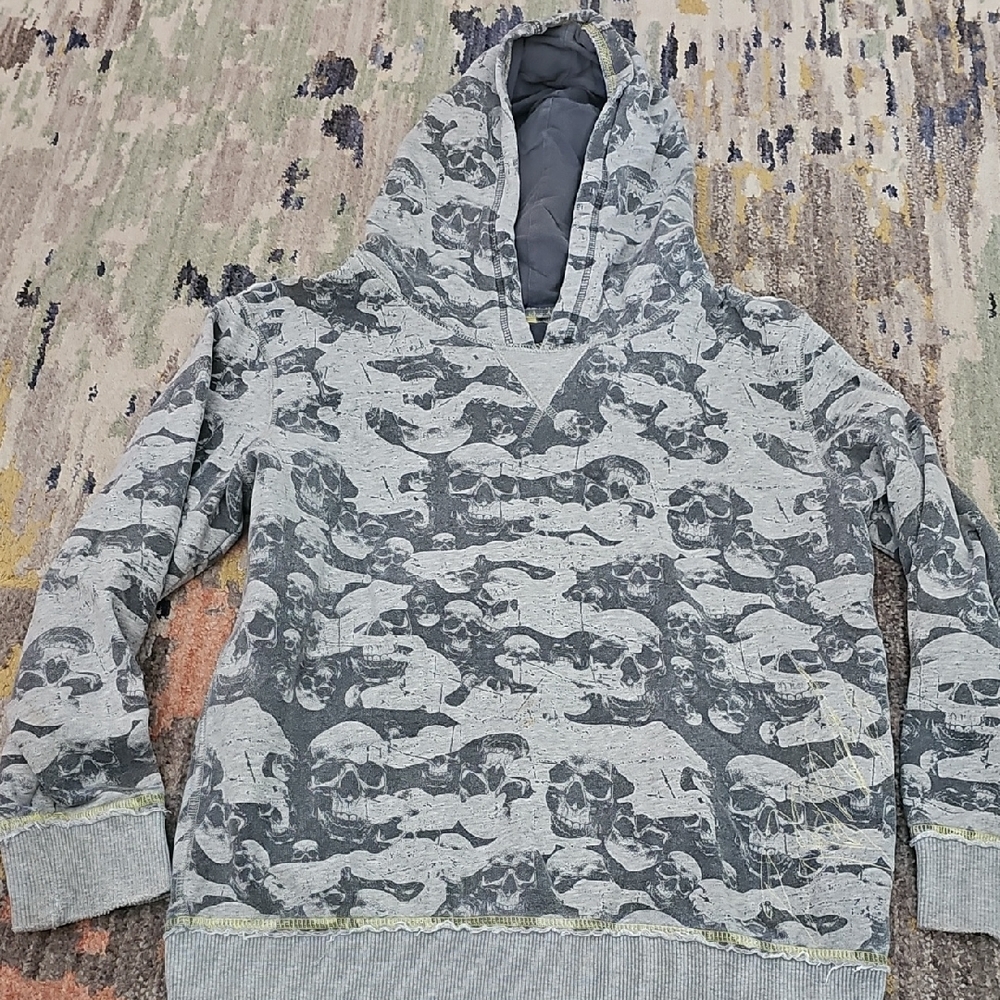 Gray Skull Pattern Hoodie